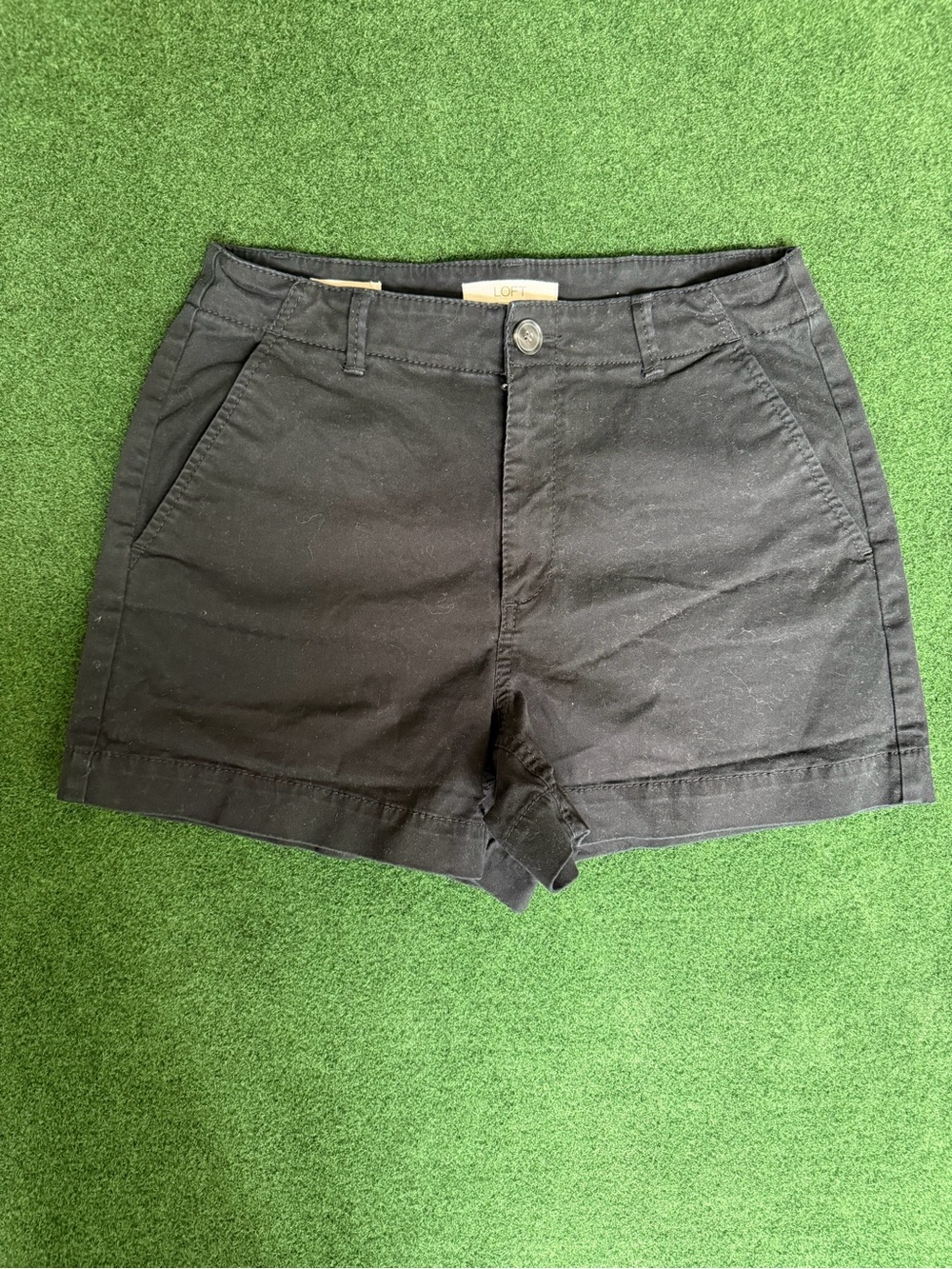 LOFT Black Mid-Rise Casual Bermuda Shorts